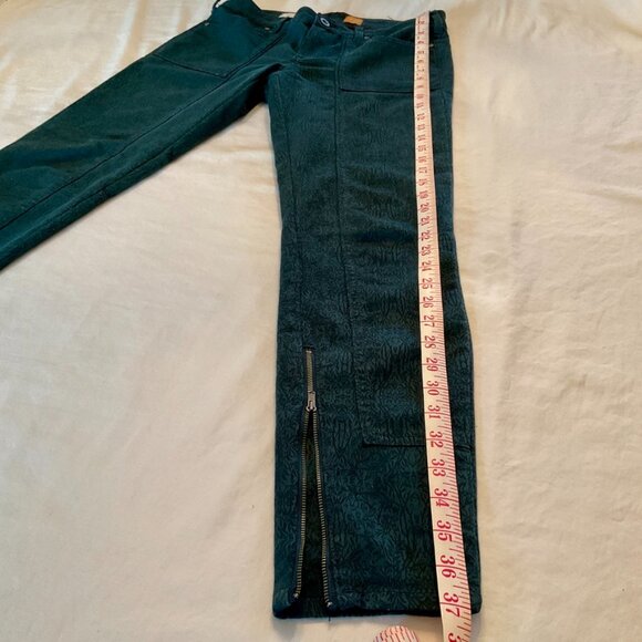 Anthropologie Pilcro and The Letterpress Green Jacquard Ankle Zip‎ Pants… - Picture 8 of 13